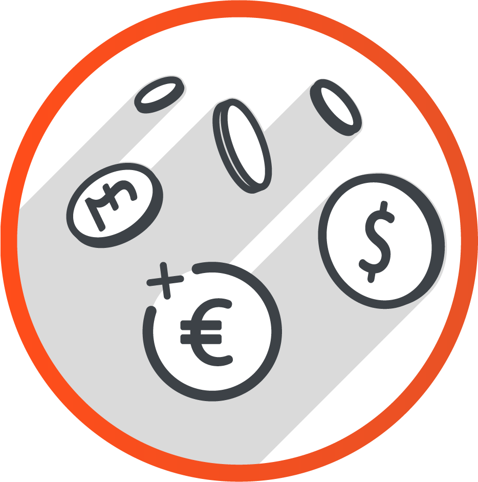 een hoop munten uit verschillende valuta ' s, die multi-valuta transacties in betaling gateways symboliseren