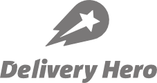 The official logo of Delivery Hero, a trimplement customer giving a testimonial of the cooperation.
